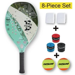 Beach Tennis Racket Full Carbon Professional Racket EVA Training Use Men's and Women's Paddle Racket Set - 8 Pieces