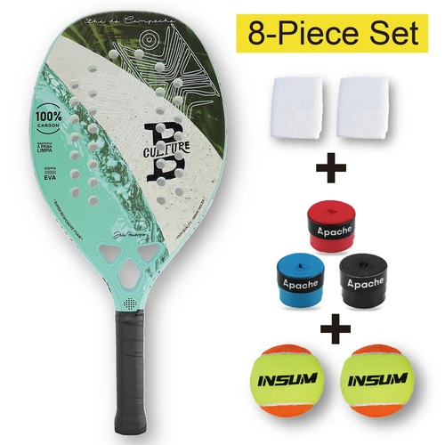 Raqueta de tenis de playa Raqueta profesional totalmente de carbono Uso de entrenamiento EVA Juego de raquetas de paleta para hombres y mujeres - 8 piezas
