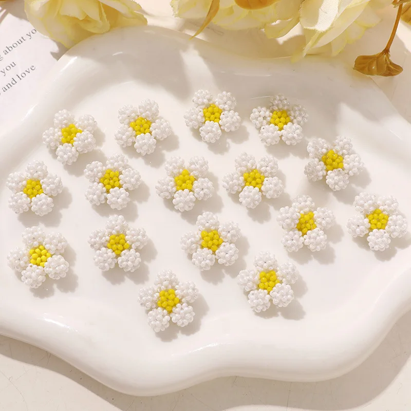 Shoe Charm 1 Piece Cream Beaded Plumeria Flower Pastoral Cute Youthful DIY Clogs Jelly Clear Crystal Shoes Decor Women