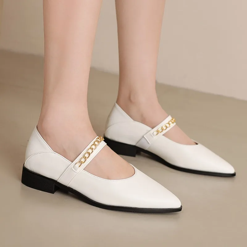 2026 Spring and Autumn New High Heels Square Head Metal Chain Pointed Party Office Shoes Size 34-43