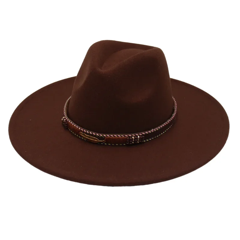 9.5cm büyük ağız Fedora şapka Unisex Metal tüyler kadınlar keçe şapka  Retro caz erkekler şapka açık beyaz fötr şapka İngiliz elbise şapka