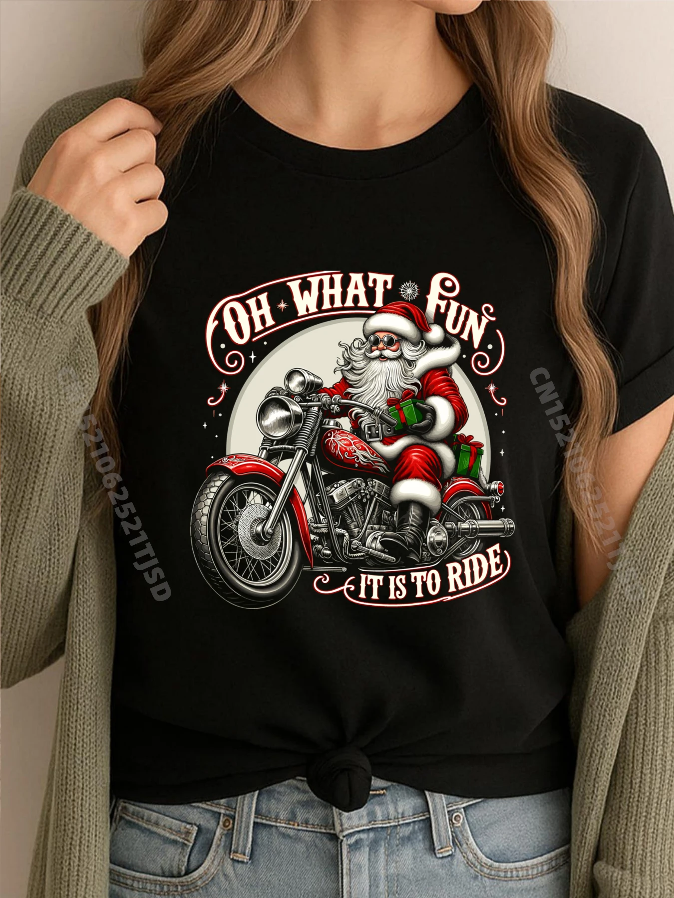 

Oh What Fun It is To Ride Мотоциклетные байкерские футболки с рисунком Санта-Рождества, женские хлопковые удобные мужские футболки большого размера