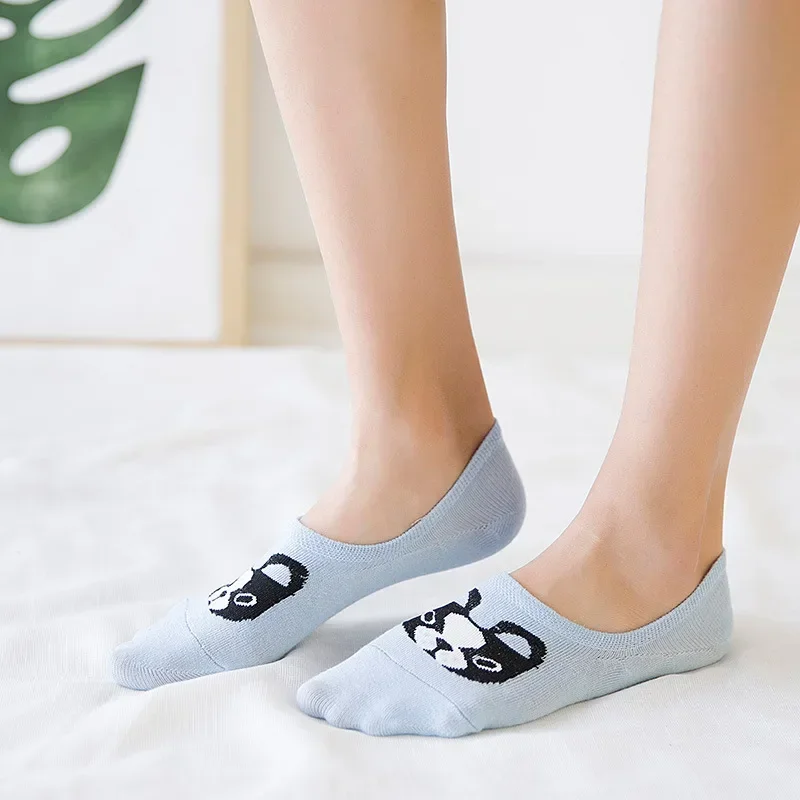 Women Socks Cartoon Dog Invisible Socks Female Ladies Girls Short Sock Slippers Summer Thin Non-slip Boat Socks