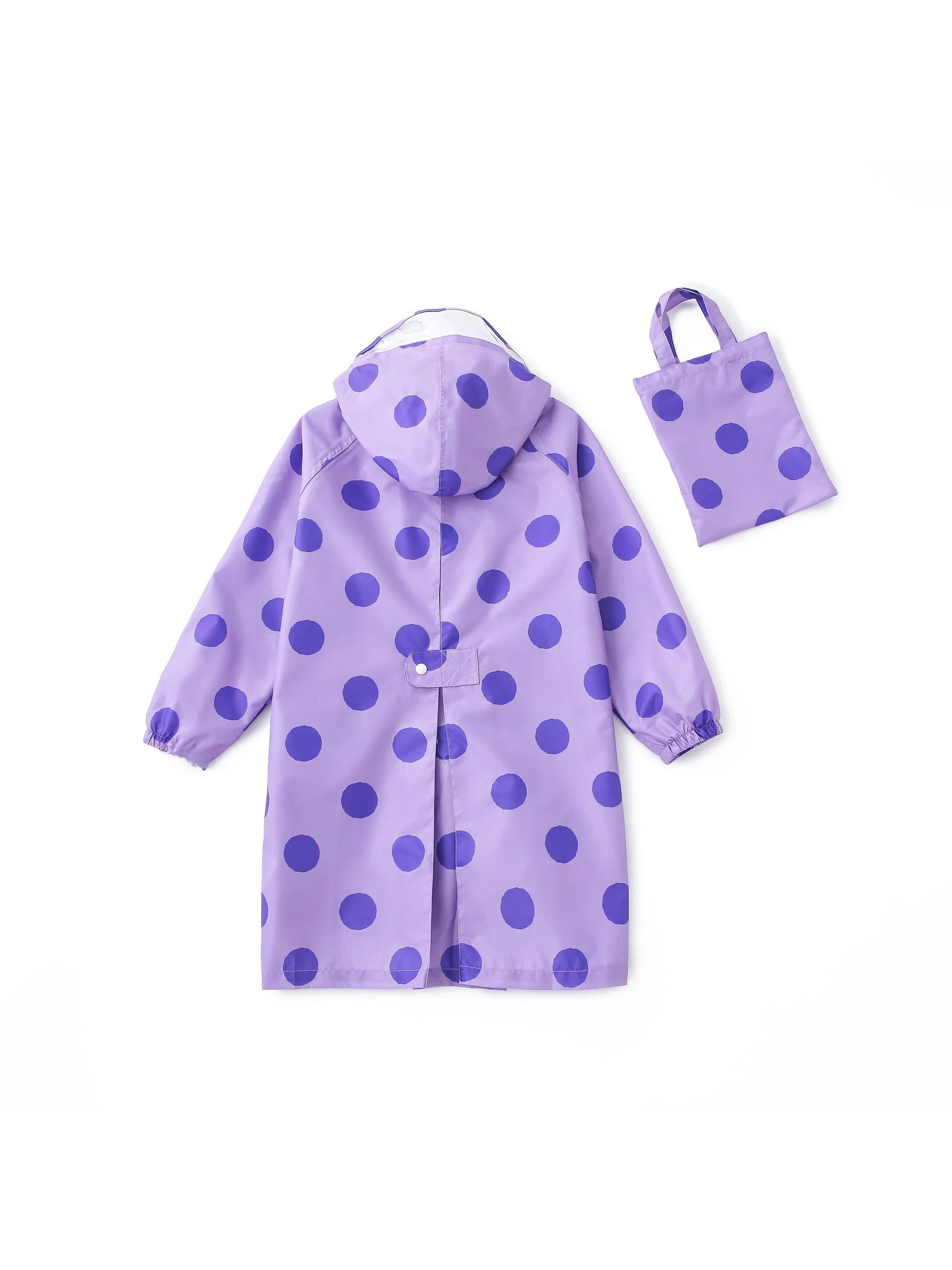 

Легкий быстросохнущий детский плащ-дождевик с длинным рукавом, фиолетовый в горошек, для детского сада и начальной школы, защита от снега и ветра