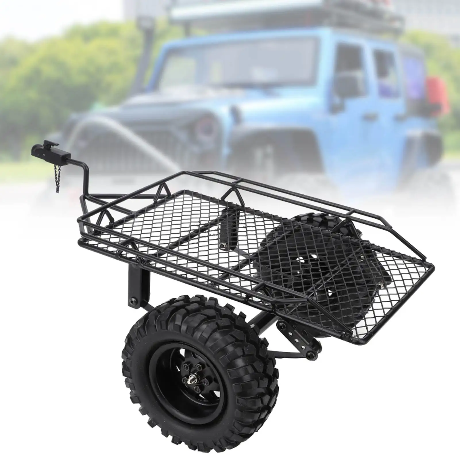 1/10 RC Car Trailer RC Car Accessories Metal RC Bucket Trailer Simulation Trailing Car for TRX4 D90 SCX10 CC01 1/10 DIY Parts