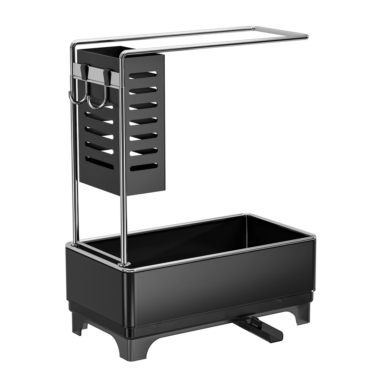 Kitchen Sink Drain Rack with Sponge Holder Soap Dispenser and Towel Bar Designed for Tidy and Dry Kitchen Counters