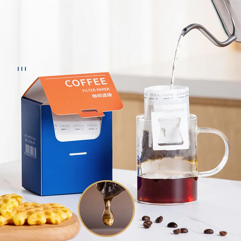Kaffee Filter Papier Taschen Boxed Einweg Filter Papier Tasche mit Griff Hängen Ohr Büro Haushalt Espresso Kaffee Zubehör