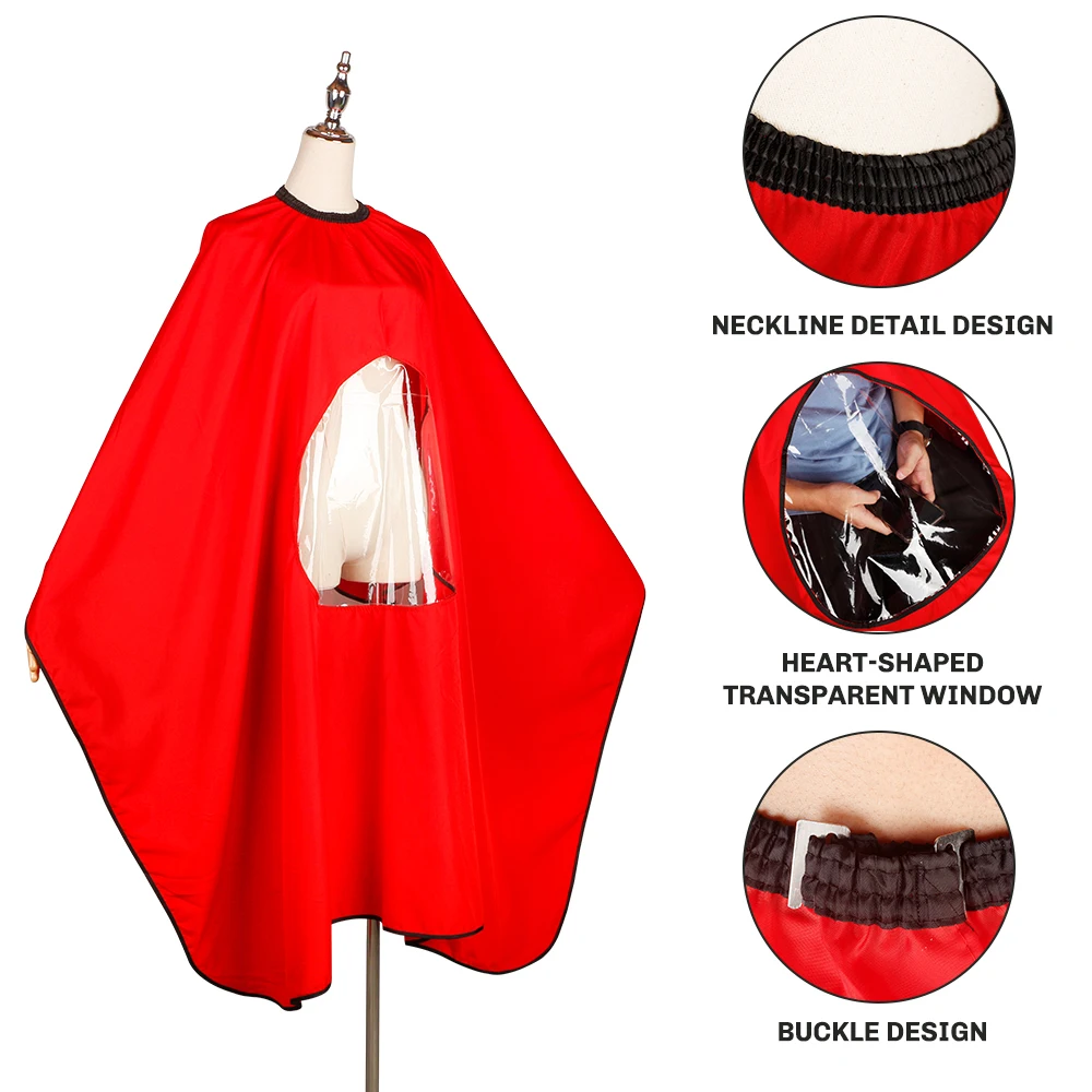 Profesjonalna peleryna fryzjerska do strzyżenia włosów, wodoodporna, antystatyczna, oddychająca, przezroczysta peleryna do salonu fryzjerskiego.