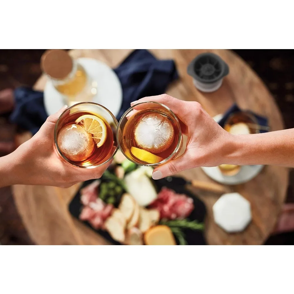 قوالب ثلج كروية قابلة للتكديس للكوتيلات ، صانعات ثلج صخور الويسكي ، على الطراز التقليدي ، 2 *