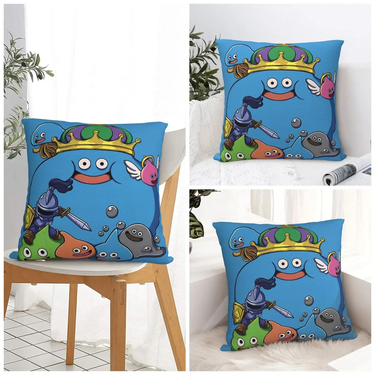 D-Dragon Quest Slime Pillow Cover Kawaii Pillow Case For Wedding Home Decor Cushion Cover Square Graphic Pillowcases Gift Idea