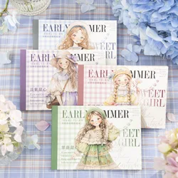 20pcs/1lot Kawaii Stationery Stickers Early Summer Sweetheart Girls Junk Journaling Decorative   for stickers Scrapbook