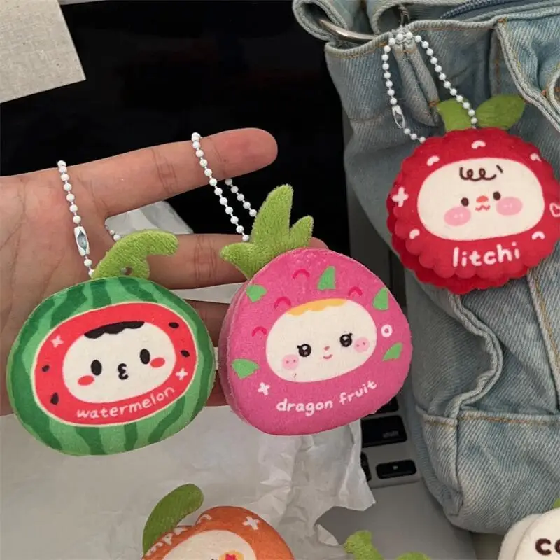 Xm1pc mode clé suspendus décoration accessoires cadeau dessin animé en peluche Simulation fruits poupée porte-clés Kawaii poupée sac à dos pendentif