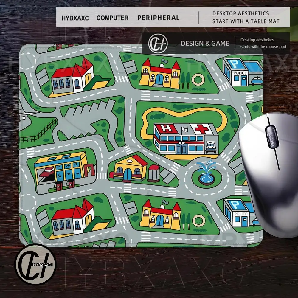 Car City Road Hat 90s Nostalgic Toy Mouse Pad Multiple sizes Large Square Computer Office Game Table Mat XS Rubber Anti-slip Mat