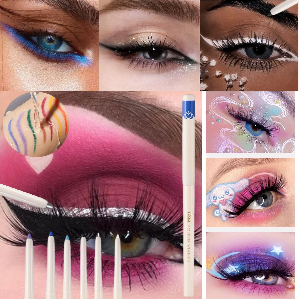 12 coloured eyeliner gel pens set to decorate the eye shape, waterproof and not easy to smudge, coloured eyeliner gel pens