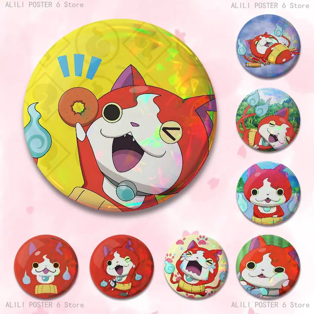 J-Jibanyan Enamel Pin Tinplate Round Brooch Cosplay Nijigen Otaku Culture Badges 58mm 44mm 32mm 75mm 25mm