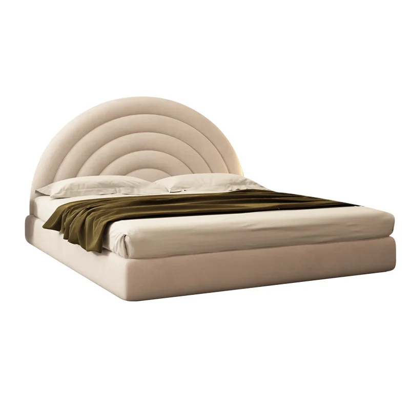 

Bedroom girls bed simple modern matte cloth bed creative semi-round princess bed