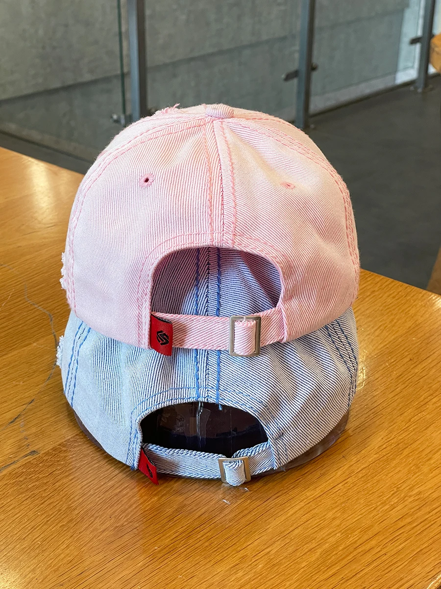 New Embroidered Distressed Denim Baseball Cap Stylish Ripped Dad Hat Outdoor Adjustable Sun Protection Sports Hats Women Men