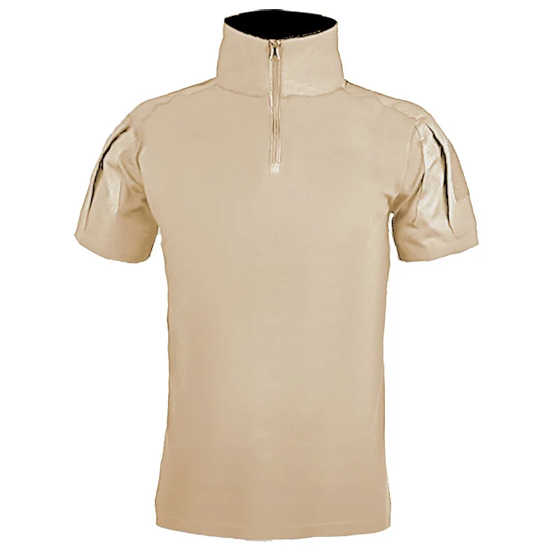 Uniforme militar transpirable, camiseta de manga corta con cuello levantado y cremallera, Top táctico de camuflaje, uniforme de fuerzas especiales de verano