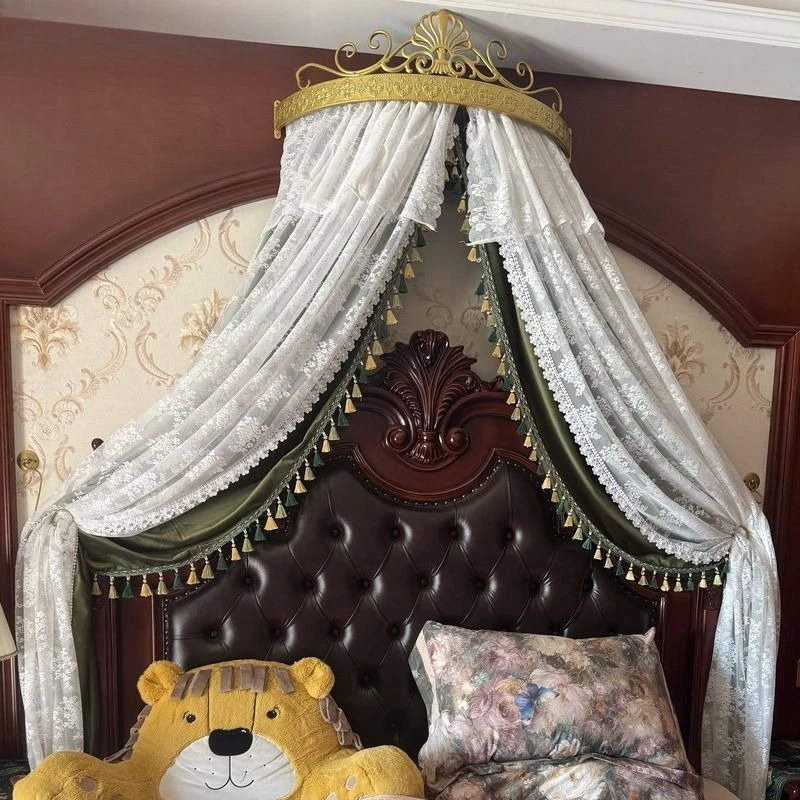 Medieval French retro blackout velvet bed mantle bedside decoration princess gauze mantle bedside curtain bedroom shooting