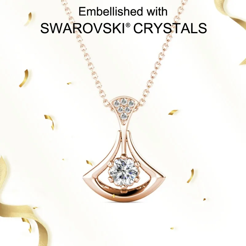 

Daisini Original Convertible Fan Shape Pendant Necklace 925 Sterling Silver Fine Jewelry with Swarovski Crystals for Women