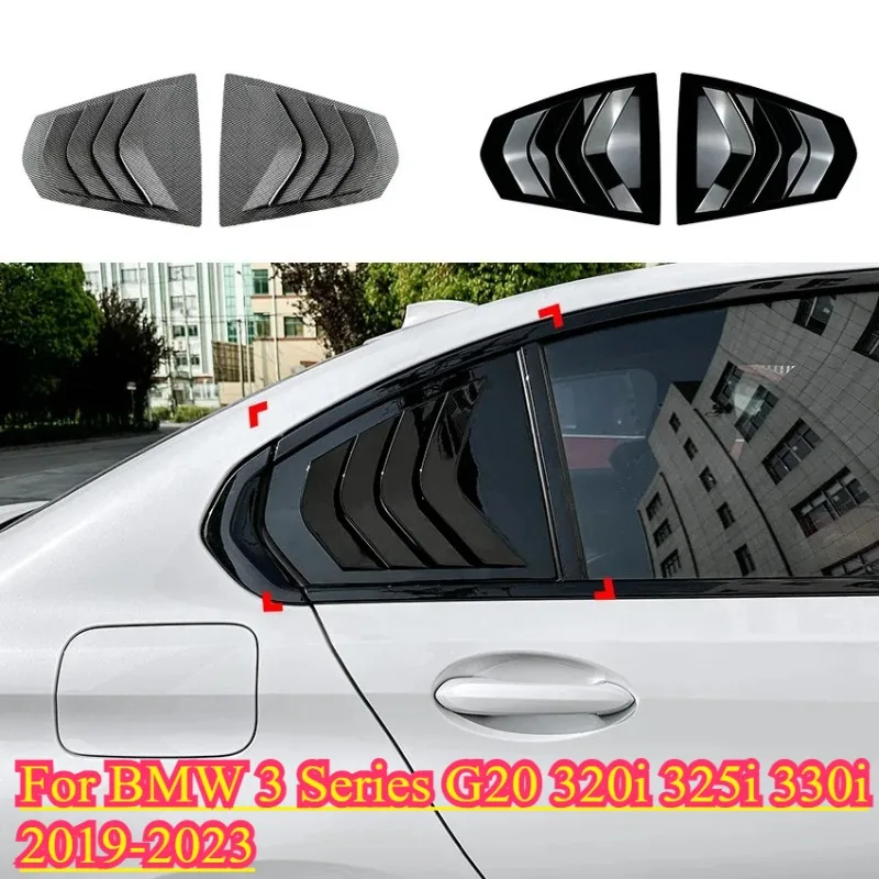 

2PCS For BMW 3 Series G20 320i 325i 330i 2019-2023 Rear Side Louver Cover Rear Window Side Vent Louvers Sticker Sunshade Shutter
