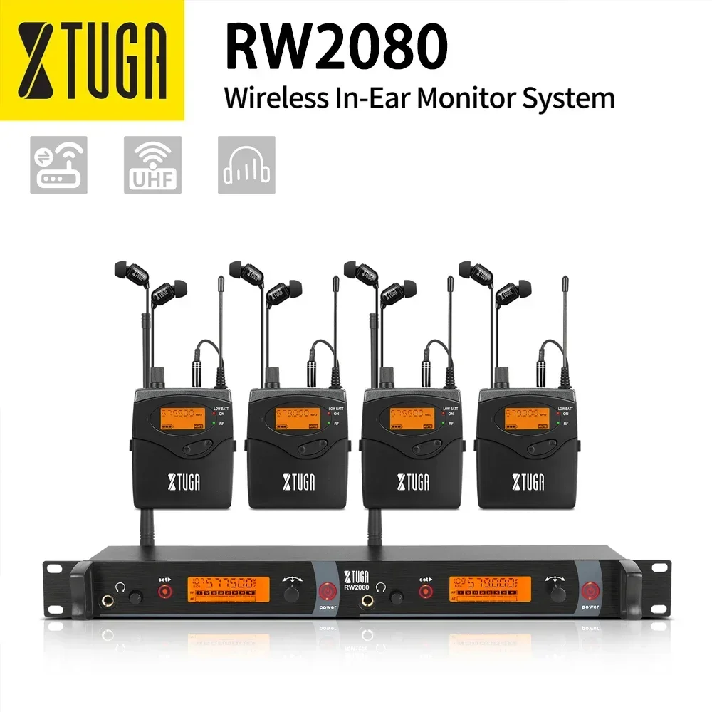 XTUGA RW2080 Whole Metal In-ear Monitor Wireless System Multi Transmitter Wireless InEar Monitor Professional Stage Performances