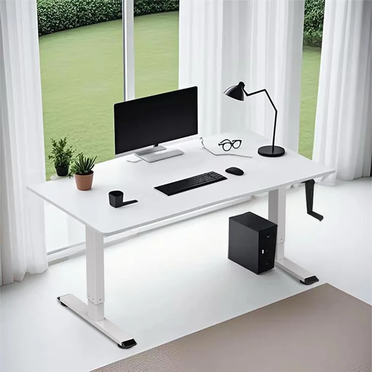 Front hand-cranked lifting table Long computer Bedroom home desk Small apartment solid wood desk Study table