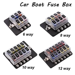 10 Ways Car Blade Holder Fuse Box 10Ways With LED Indicator Light 12V 32V Screw Binding Post Fuse For Car Boat Marine Universal