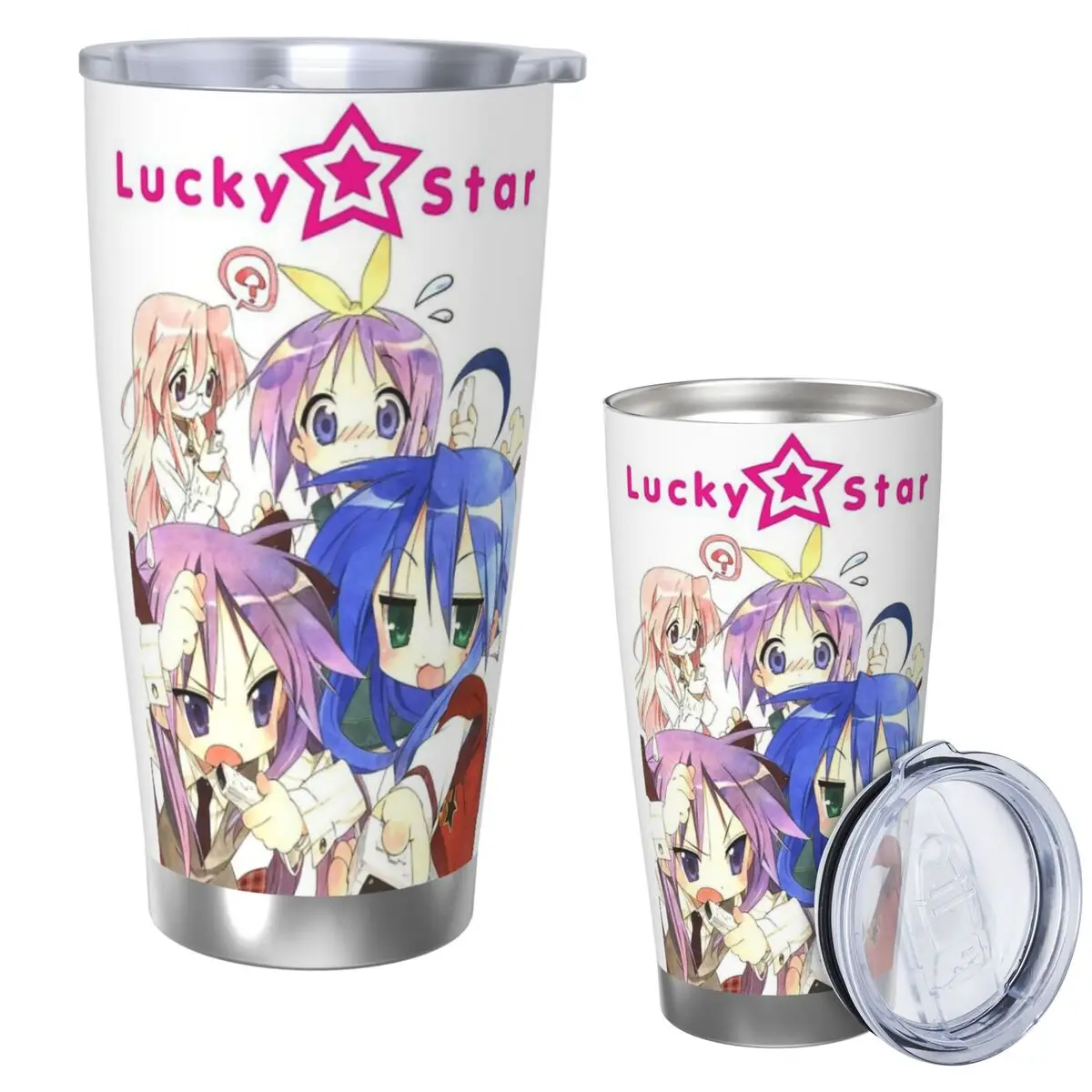 

Lucky Star аниме стакан из нержавеющей стали с вакуумной изоляцией, термохолодные чашки, соломинка с крышкой, 20 унций