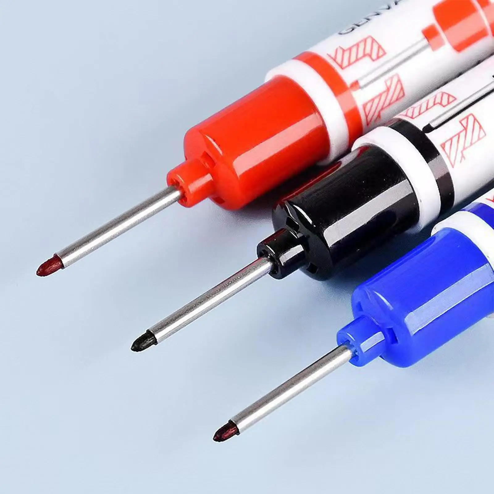 3x Multipurpose Long Reach Markers Waterproof Pen Deep Hole Woodworker Long Nib for Ceramic Metal Woodworking Writing Drafting