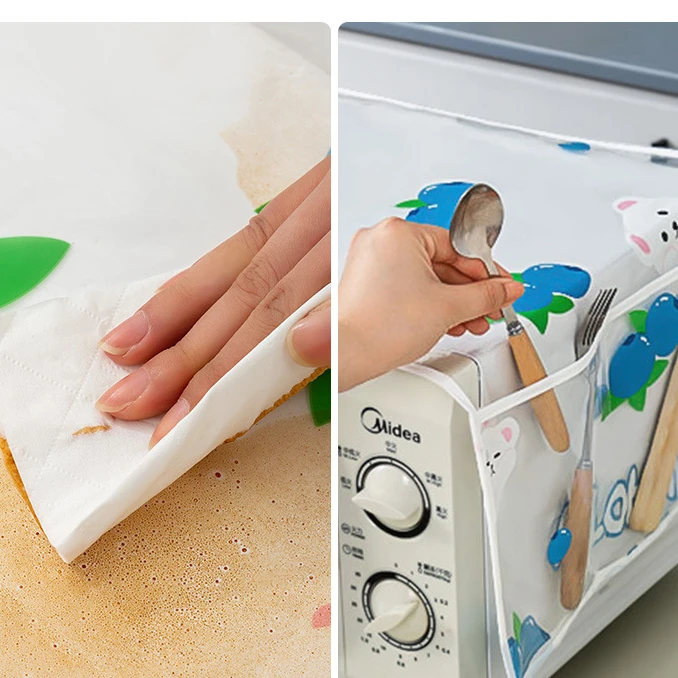 Economic Microwave Oven Covers Grease Proofing Storage Bag Double Pockets Dust Covers Microwave Oven Hood Kitchen Accessories