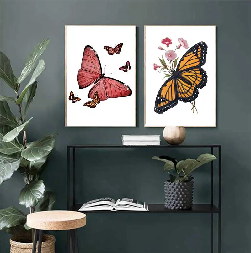 Nature Watercolor Insect Picture Print Butterflies Bees Ladybug Mantis Ants Canvas Poster Home Living Room Decor Gift Idea
