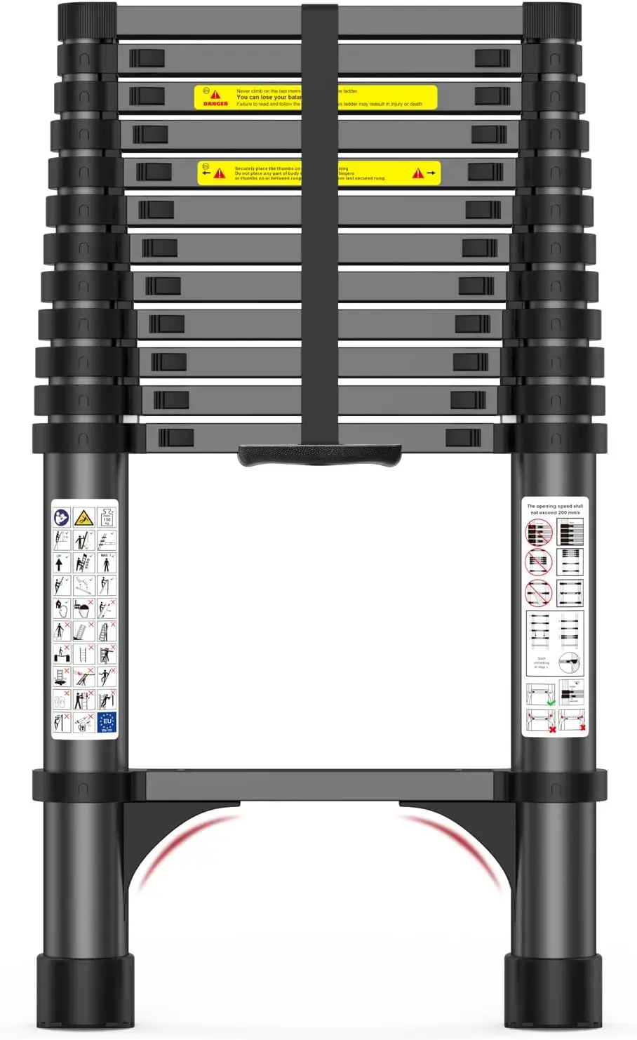 

12.5FT Ladder 330lb Capacity Aluminum Heavy-Duty Extension Ladder with Anti-Slip Steps for Secure Attic Access, Roof, and Home R