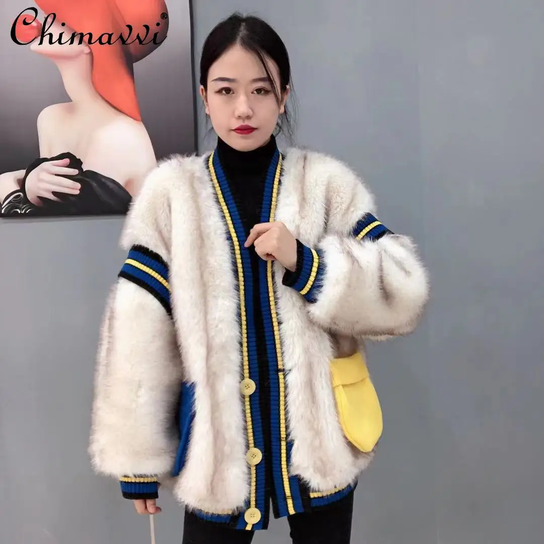 

2021 New Winter Clothes Fashion High-End Warm Imitation Toka Long-Sleeved Jacket Loose Temperament All-Matching Women's Fur Coat