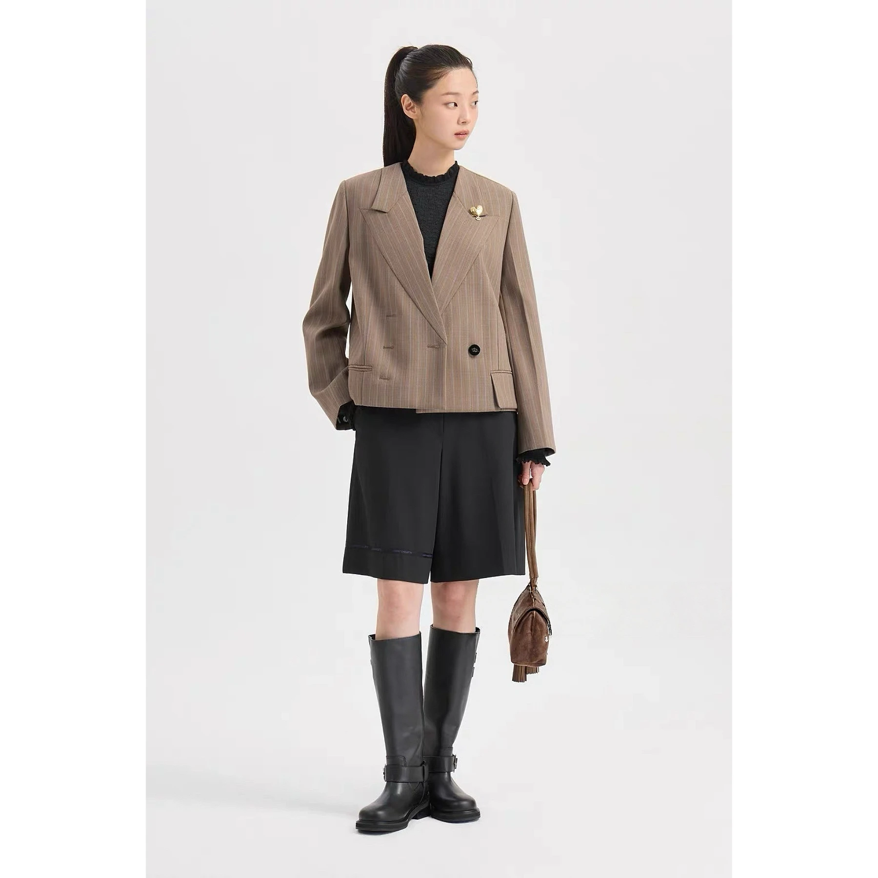 Lemon Cheese High Quality Short Woolen Suit Jacket Autumn Plaid Patterned Casual Style Women's Fashion Spring Autumn Outerwear