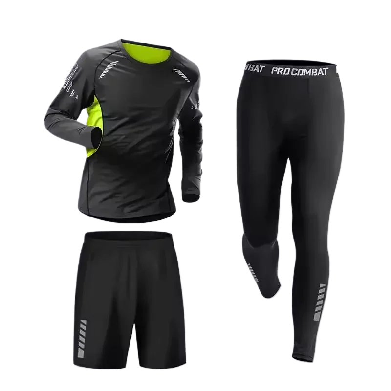 New Fashion 3 Pieces Men's Running Sports Clothing Set Fitness Jogging Compression Suit Training Suit Sports Clothing