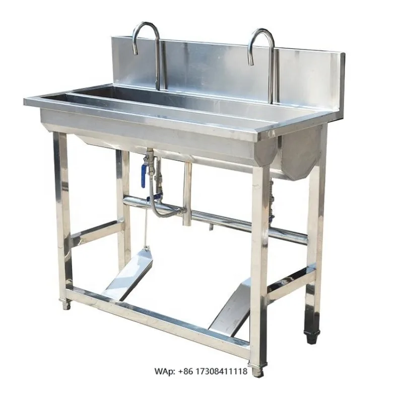 Thickened Stainless Steel Foot-operated Handwashing and Disinfection Sink for Food Factories