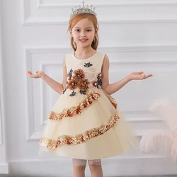 Summer Flower Christmas Dress Girl Costume Kids Party Dresses For Girls Children Ball Gown Lace Evening Princess Prom Dress