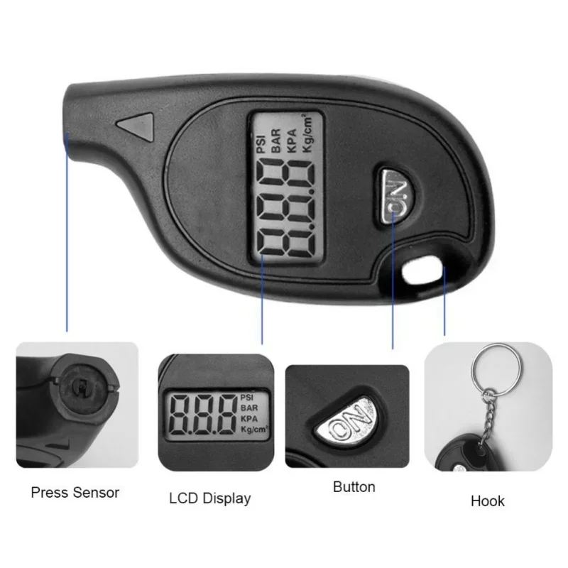 Digital Tire Pressure Gauge Keychain LCD Display Car Motorcycle Air Safety Tester Auto Maintenance Tool