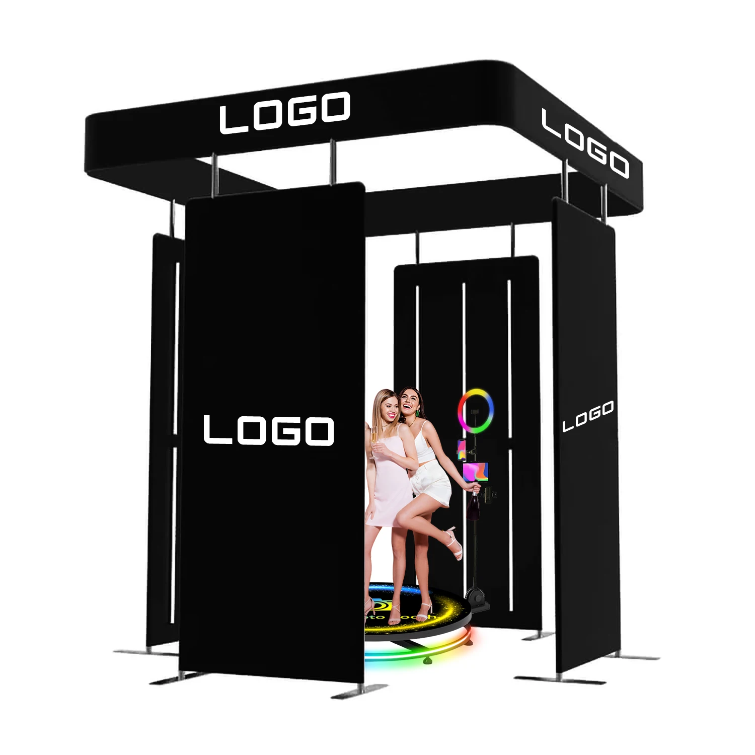 10ft Portable 360 Photo Booth Enclosures Led RGB Lights Backdrop Photobooth 360 Vogue Enclosure for Weddings Parties Events