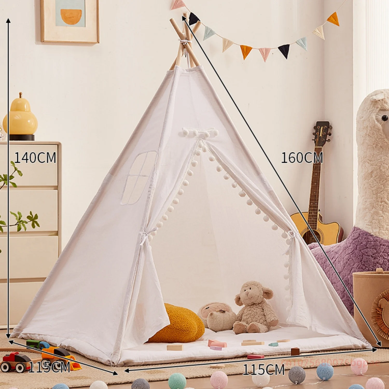 1,6 m/1,3 m Kind Zelt Indoor Spielhaus Wigwam für Kind Tragbare Kind Tipi Zelte Tipi Kleinkind Ball Pit mädchen Schloss Spielzimmer – Detail 6