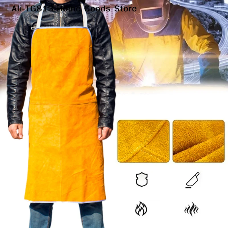

[TG813]Washable Wear-resistant Heat Insulation Cowhide Leather Welding Apron Soldering Protective Clothing Blacksmith