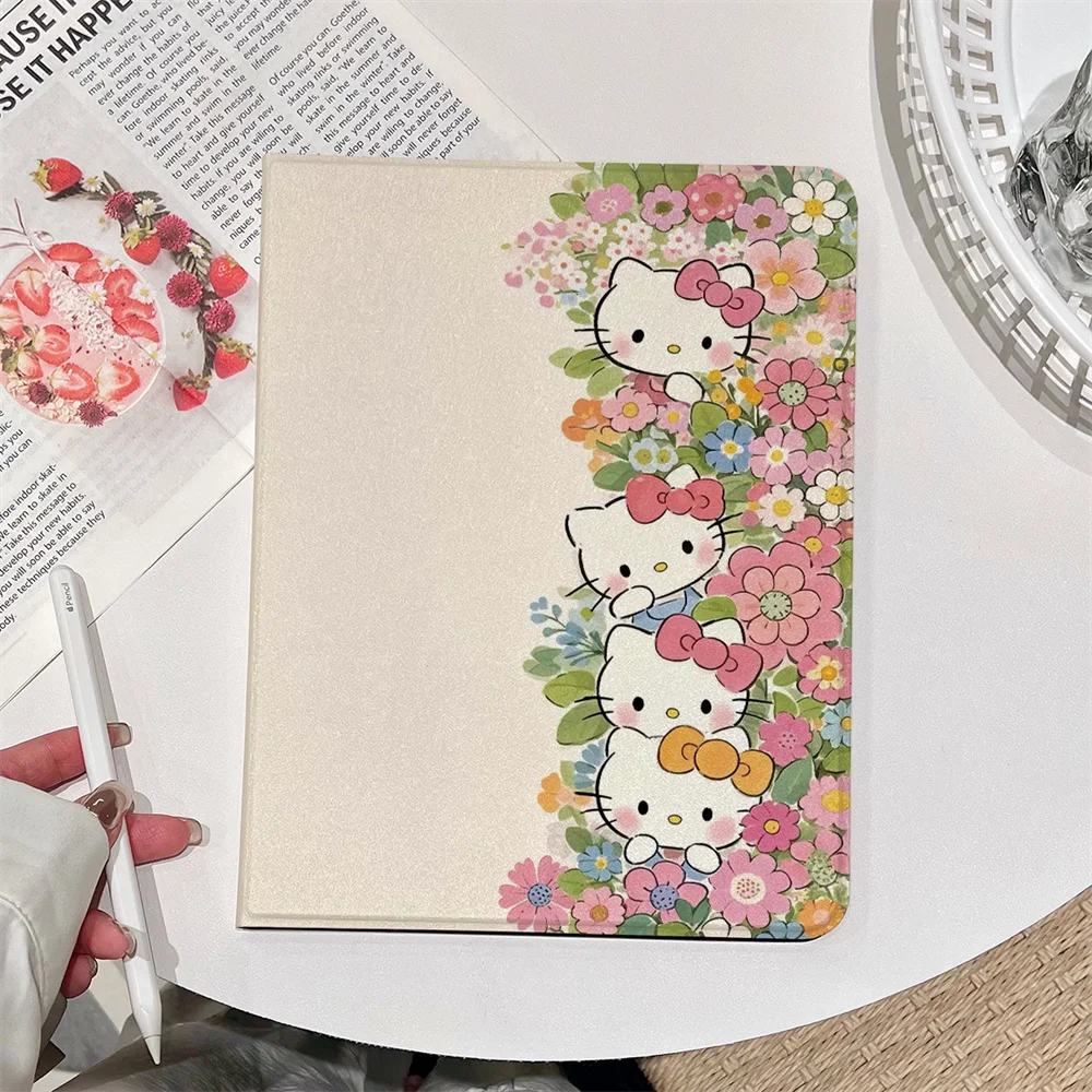 

Floral Hello Kitty Pencil Slot Case For iPad 10th 11th Air11 2025 2024 Pro11 Air4 5 10.9 7 8 9th 10.2 10.5 9.7 Mini4/5 6 7 Cover