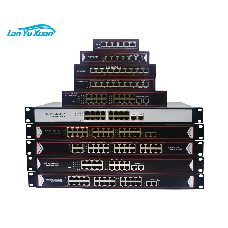 10/100/1000Mbps 4 8 16 24 POE with 2 Uplink Port SFP Network Switch PCB Power Over Ethernet 48V 24V 12V Gigabit POE Switch