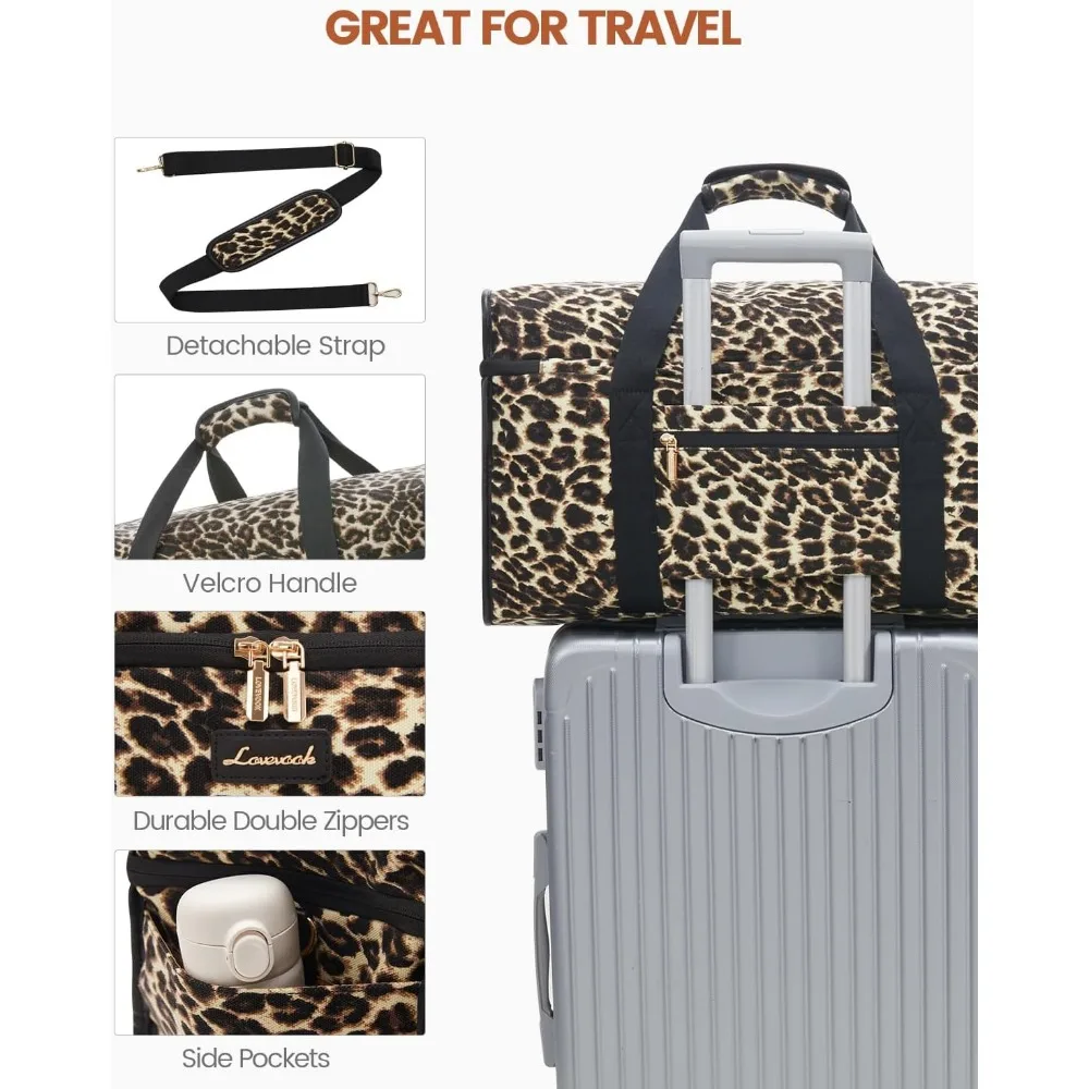 مجموعة حقيبة حمل لعطلة نهاية الأسبوع مع أدوات الزينة وجيب مبلل، واق من 3 قطع للسفر للرحلات الليلية #5