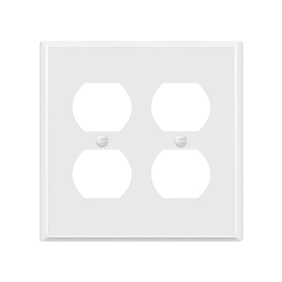 

Double Duplex Receptacle Metal Wall Plate, Corrosion Resistant, .50" x.57", Powder Coated Stamped Steel, 7722-WG