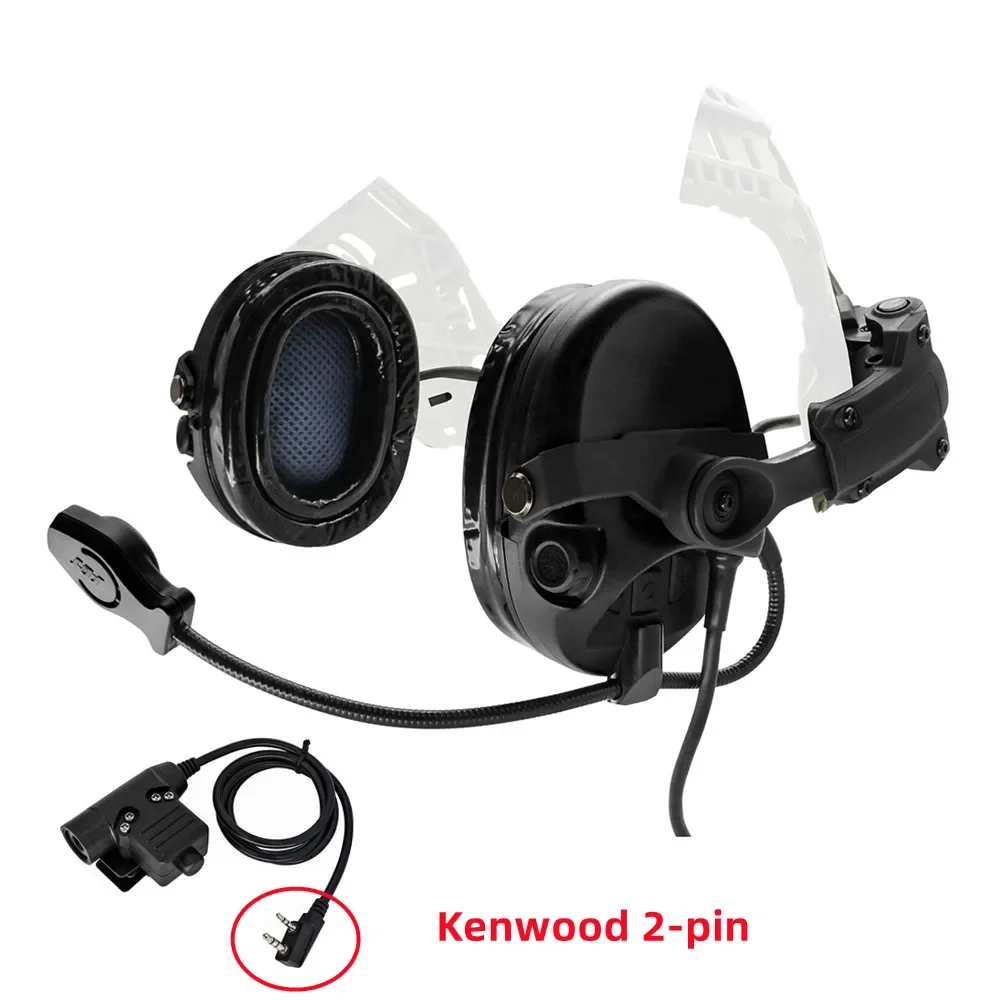 TCLHEADSET Tactical Headset Pickup Noise Cancellation with ARC Rail Adapter Airsoft Hunting Shooting Headphones with Kenwood PTT