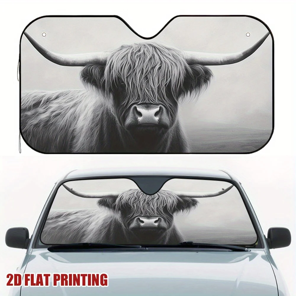 

A Single Piece Of A Shaggy Highland Cow Portrait For Car Sun Visors, Compatible With All Vehicle Types, Designed To Minimize Dir