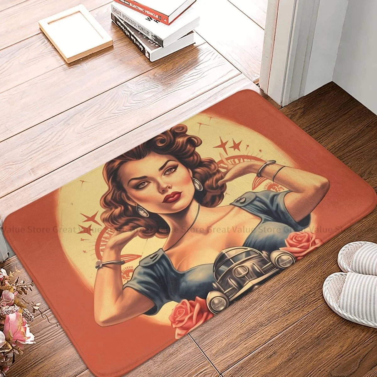 Pin Up Girl Bathroom Non-Slip Carpet Harajuku Bedroom Mat Welcome Doormat Home Decoration Rug