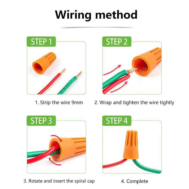 50Pcs Fast Wire Connectors Set P1 P2 P3 P4 P6 Insulated Twist Crimp Terminal Nut Spring End Cap Rotating Splice for Electrical W